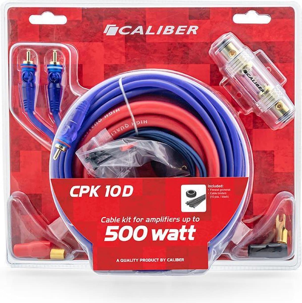 Caliber Kabelset Auto Versterker - Subwoofer Kabelset Auto - Autoversterker bedradingsset - 10mm2 Kabels voor 500 Watt versterkers