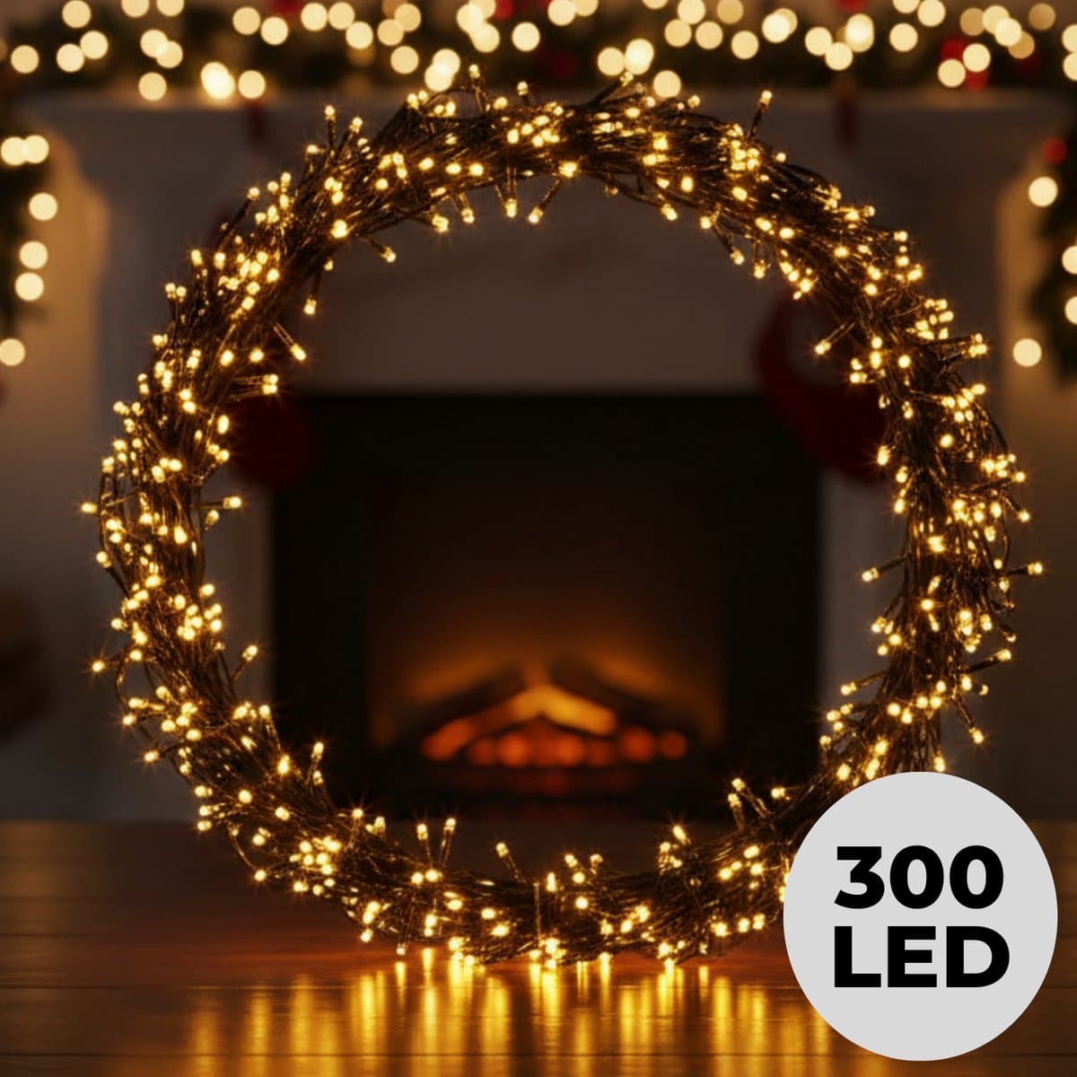 Lomera Kerstkrans LED - Kerstring met Verlichting - 300 LED - Ø38 CM - Extra Warm Wit - 8 Lichtfuncties - Voor Binnen en Buiten - Ip44 - Kerstkrans met LED - Warm Witte LED - Deurkrans met Verlichting - Kerstdecoratie - Kerstverlichting - Kerst Krans