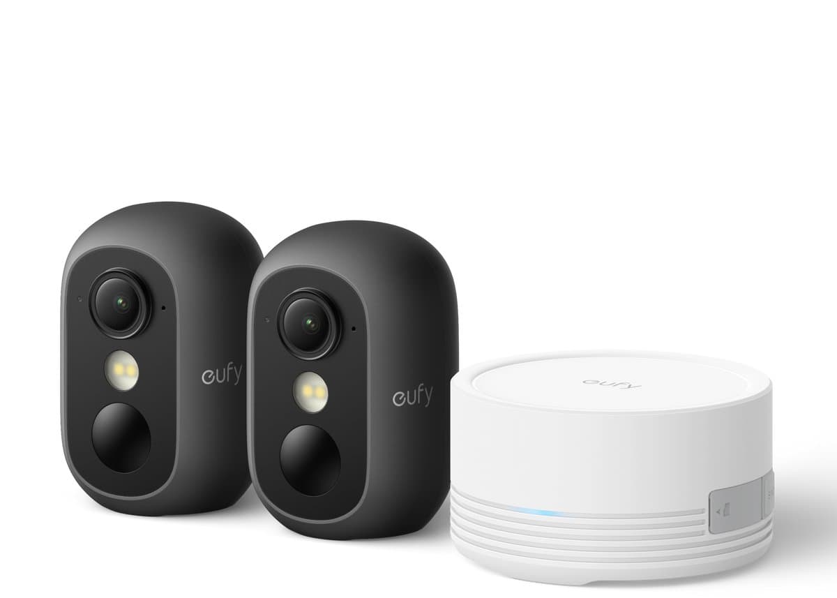eufy Security eufyCam C35 2-Cam Kit, Zwart, Draadloze Beveiligingscamera Voor Buiten en Binnen, Magnetische Bevestiging, Kleurennachtzicht, Lokale Opslag, Geen Maandelijkse Kosten, IP67, Gezichtsherkenning