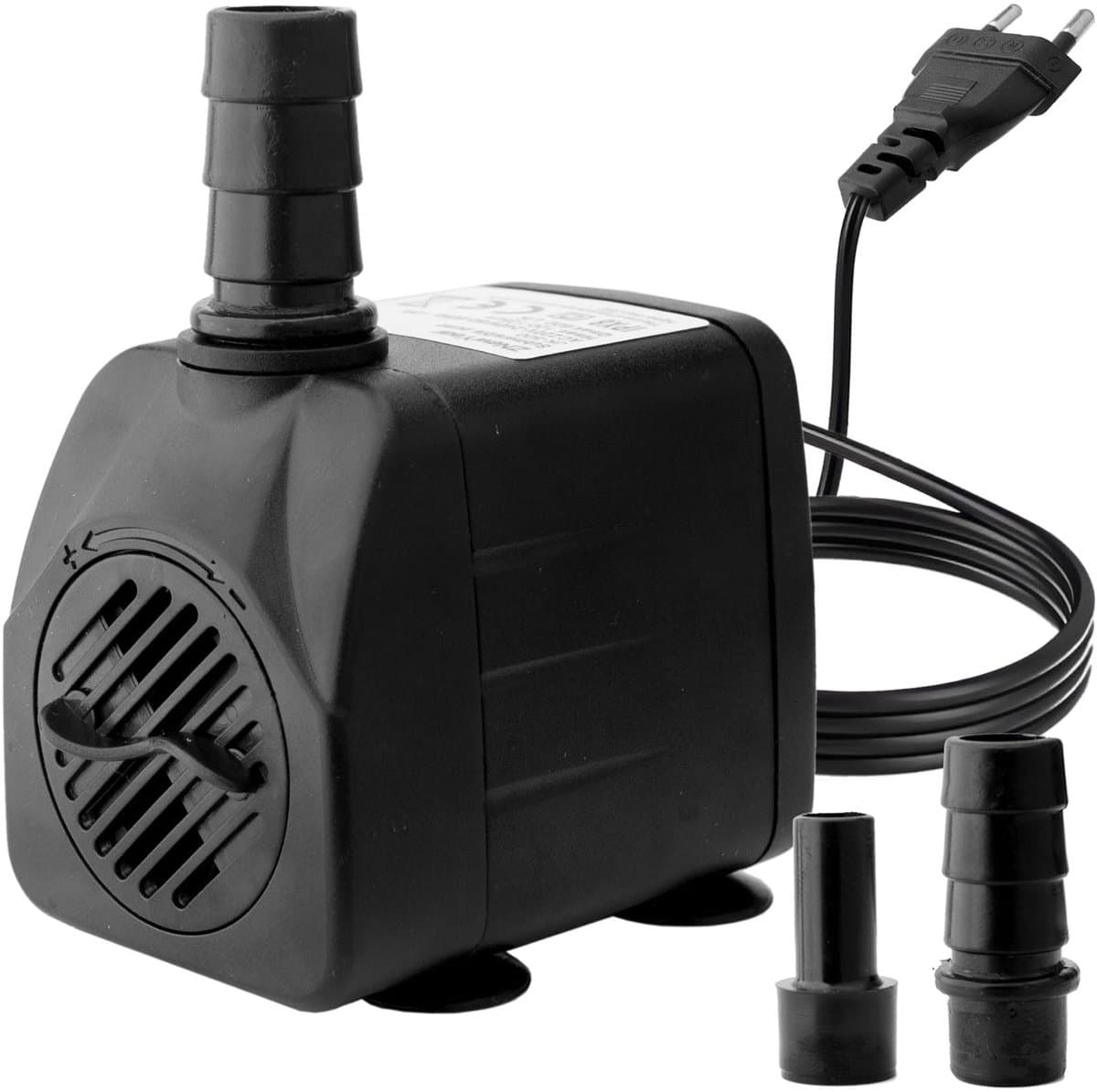 Ynkkvre – 10W Mini Dompelpomp – 600 L/U Uiterst Stille Fonteinpomp – 1,2 m Opvoerhoogte met 1,4 m Stroomkabel en 2 Sproeikoppen – Geschikt voor Aquaria, Vistanks, Vijvers, Beelden en Hydrocultuur