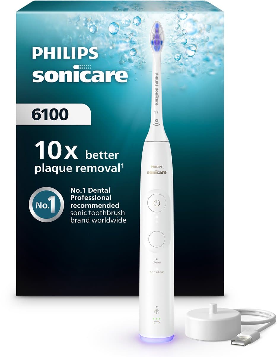 Philips Sonicare 6100 Series - Elektrische tandenborstel - Wit - Gevoelige tanden - HX7400/01
