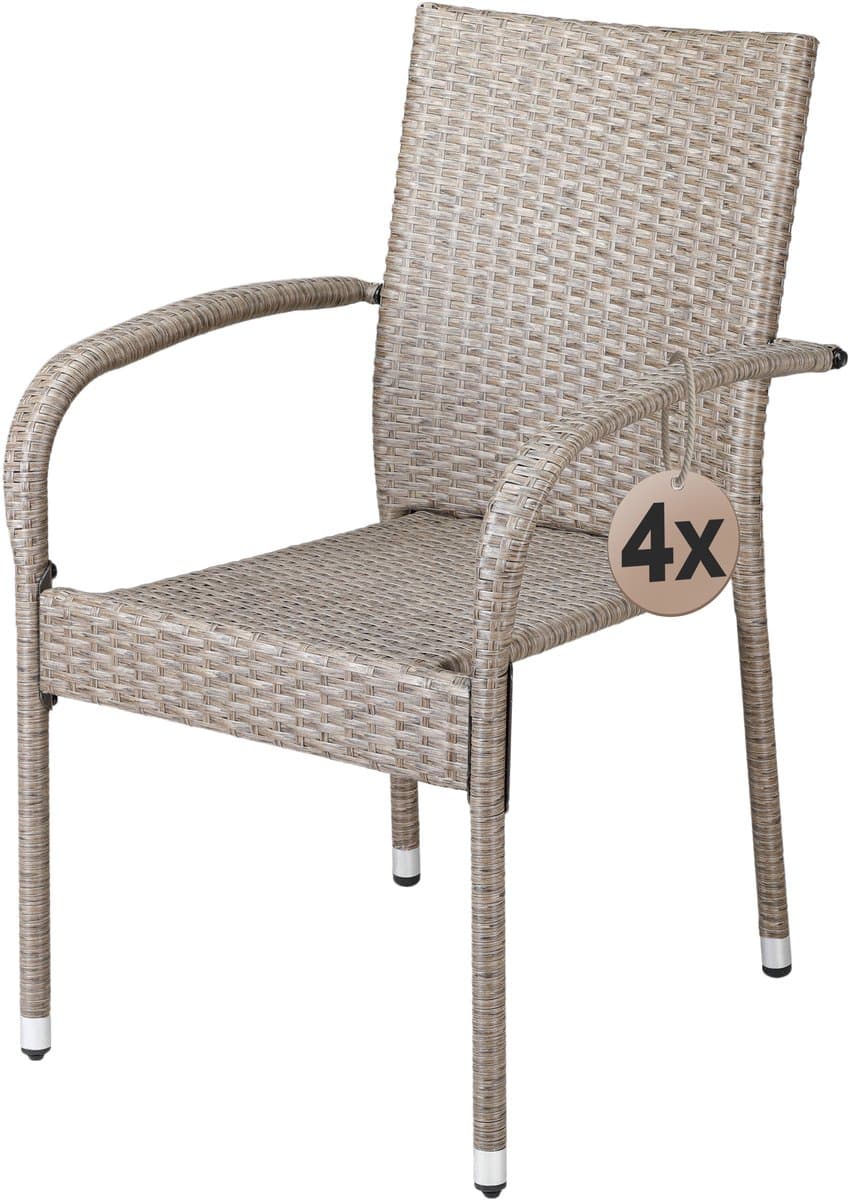 Casaria Tuinstoelen Stapelbaar – Set van 4 – 90x56x60 cm – Creme