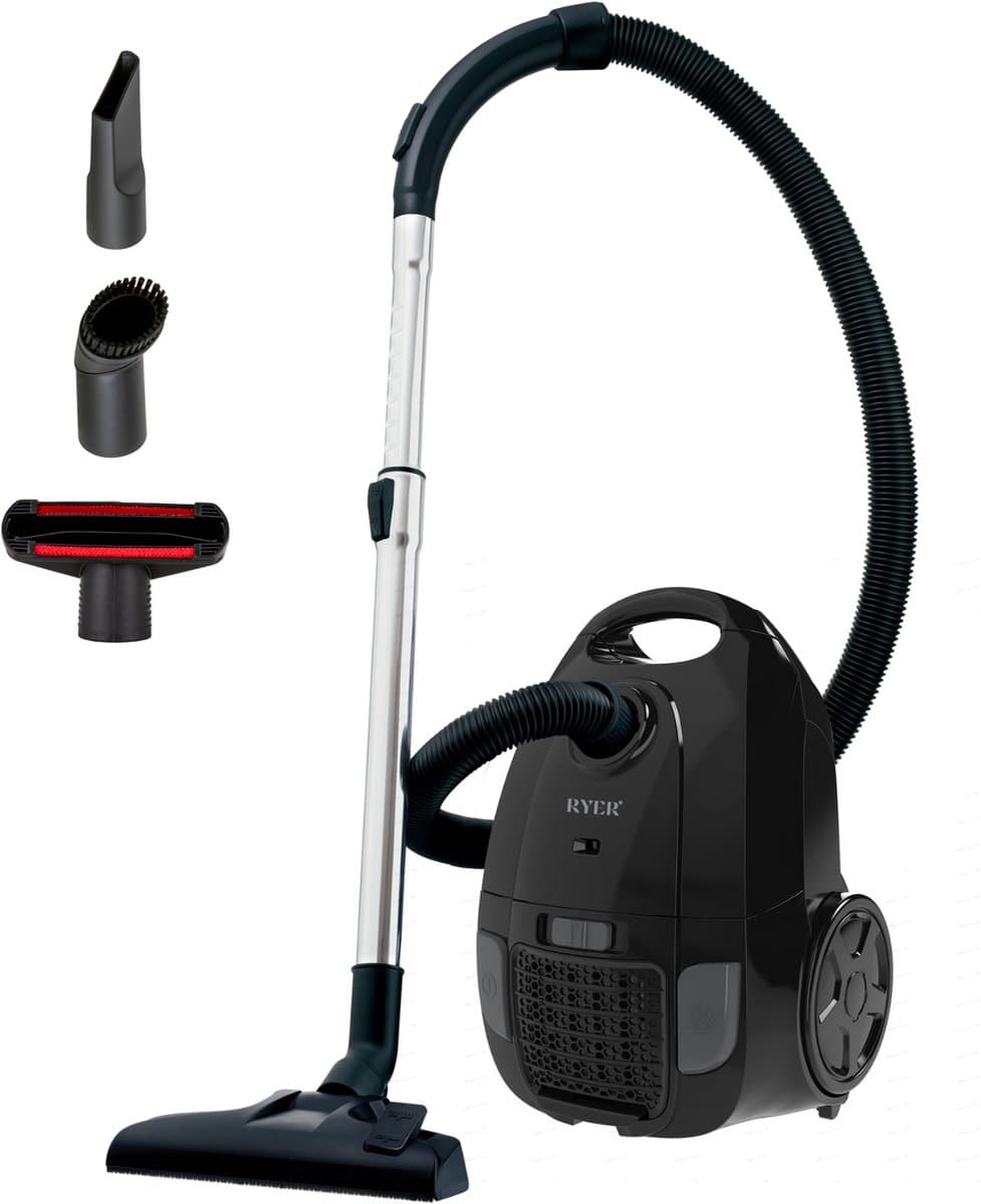 RYER - Stofzuiger met Zak - Krachtig 850W - Stil - 12m Actieradius - HEPA - Drie Mondstukken - Vacuum Cleaner - MotionPro Serie