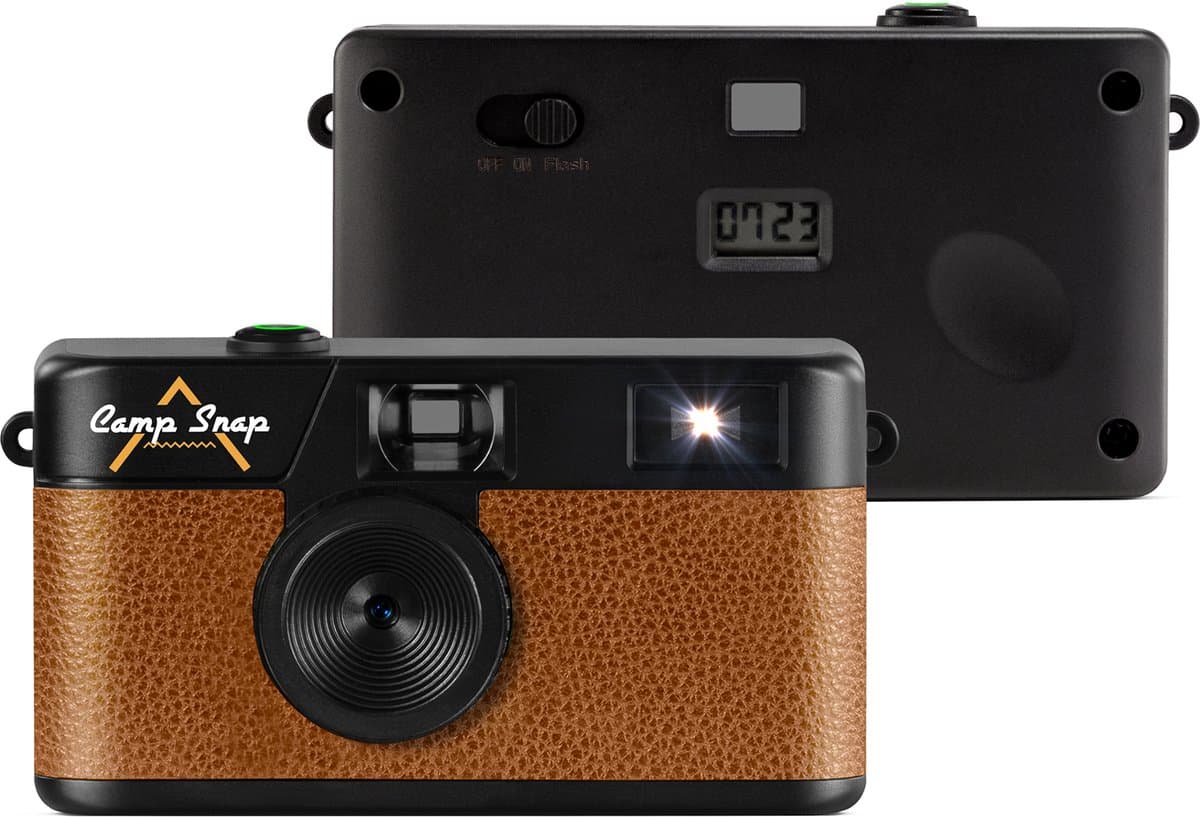 Campsnap Digitale Camera - Schermvrije Retro Fotocamera - 8 Megapixel - 2000 foto's - Minimalistisch Vintage Design - Met Flits - Oplaadbaar - 4GB - Bruin