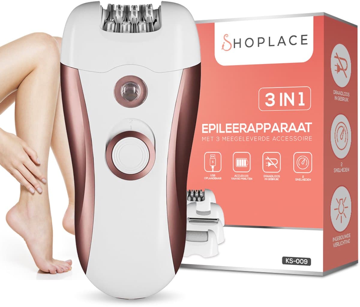 Shoplace 3 in 1 Epileerapparaat dames - Epilator - Epilady - Ladyshave - Ontharingsapparaat - Scheerapparaat - Eeltverwijderaar