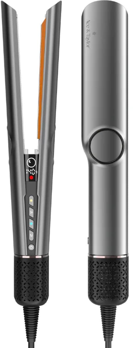 Ace & Taylor AirStraight PrecisionAir - 2 in 1 Stijltang & Föhn - Wet-to-Dry Airstraightner - Haardroger - Lucht Stijltang - Haarstyler - Coldshot - 80℃ t/m 160℃ - Premium Dupe - Geschikt voor alle haartypes - Pearl Slate (AS230)
