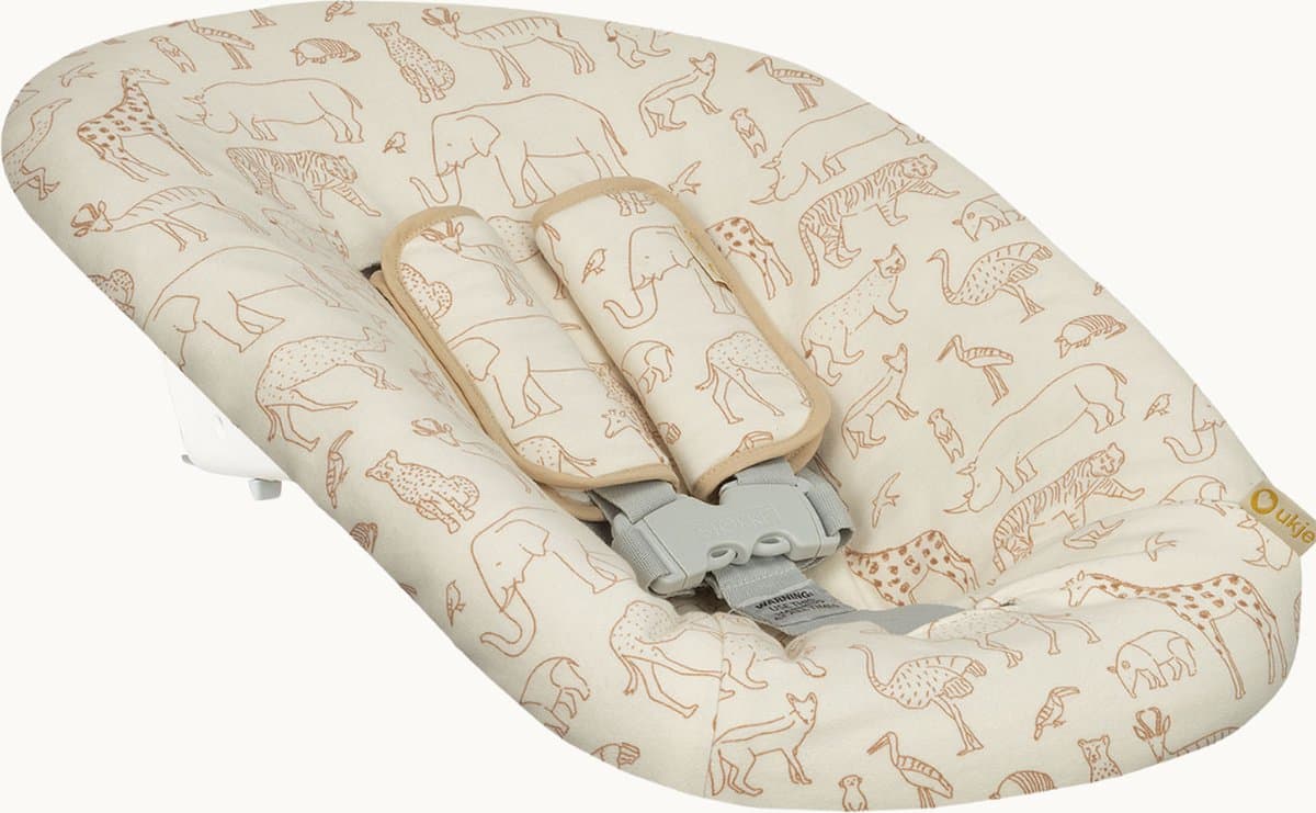 Ukje newborn hoes voor Stokke Tripp Trapp & Kidsmill Novi Nomi newborn set - Perfecte pasvorm - Waterafstotende voering - Makkelijk wasbaar - Zachte gordelbeschermers - Beige safari