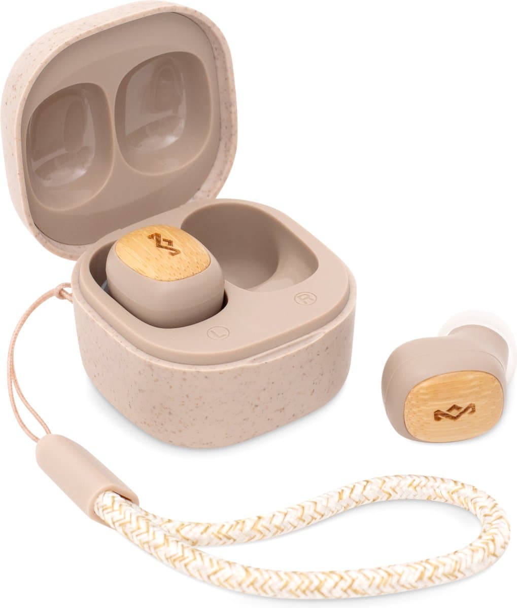House of Marley Smile Jamaica TWS Draadloze oordopjes - Bluetooth - 14 uur Batterijduur - Met Microfoon - Oortjes Draadloos - Gemaakt van Duurzame Materialen - Cream