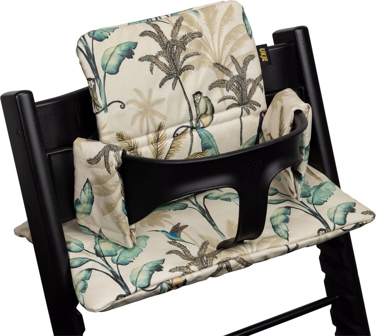 Ukje Kussen TrippTrapp - Geschikt als Stokke Tripp Trapp Stoelverkleiner - Het enige kussen dat op 30°C in de was kan - Veilig getest Oeko-Tex - Kinderstoel Verkleiner - Geplastificeerd en Snel Schoon - Beige Jungle