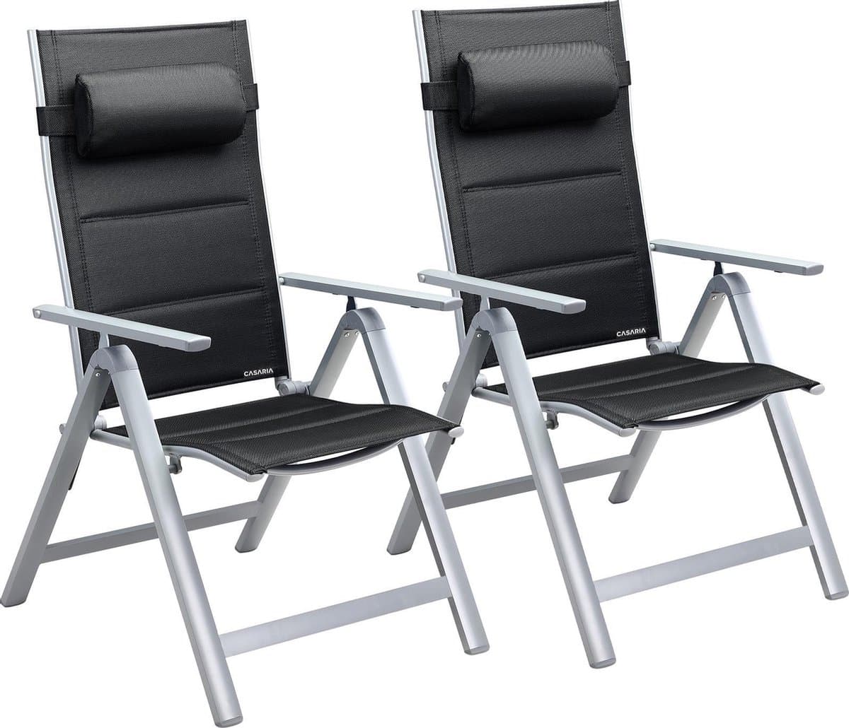 Casaria Tuinstoel Aluminium - 2 stuks Inklapbaar - Zilver