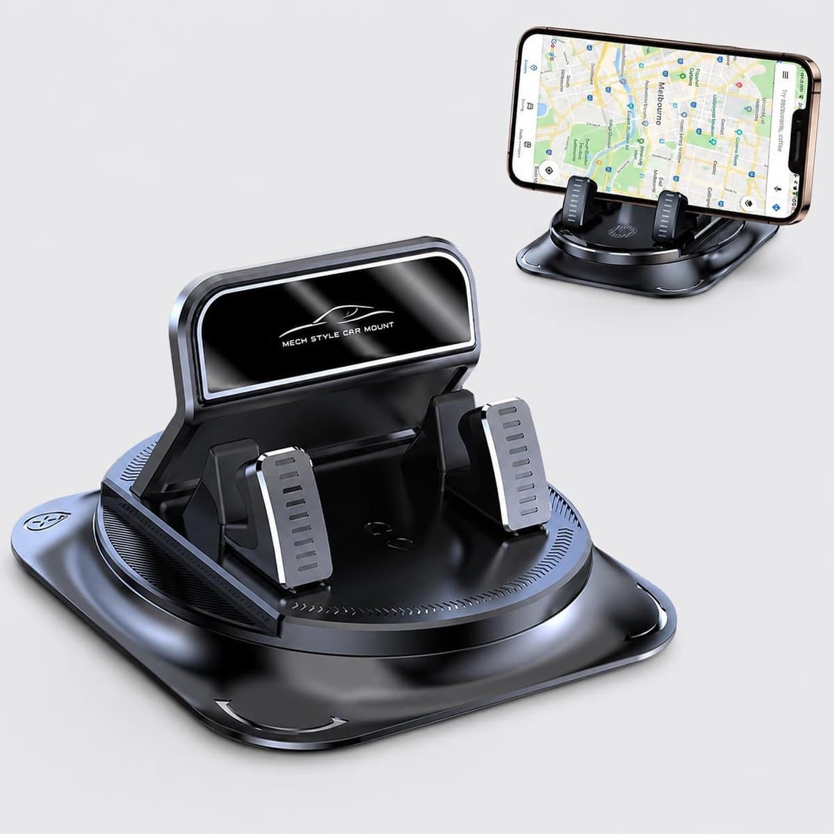 Namajunas - Dashboard telefoonhouder auto-lock - Verstelbare autohouder 360° draaibaar - Eén‑handige smartphone houder - Zwart - Voor auto's, campers, bureaus en keukens - Accesoires Auto - Car Phone Holder - Universeel - Gsm houder auto - Antislip