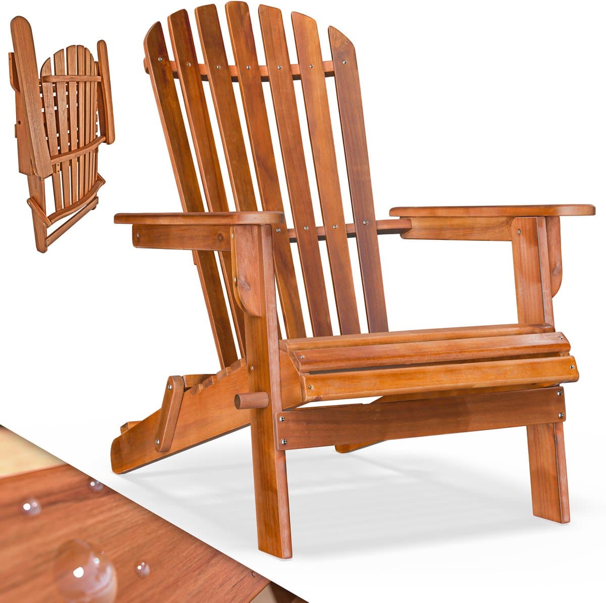 Casaria Adirondack Tuinstoel - Inklapbaar 84x69x94cm - Acacia Hout