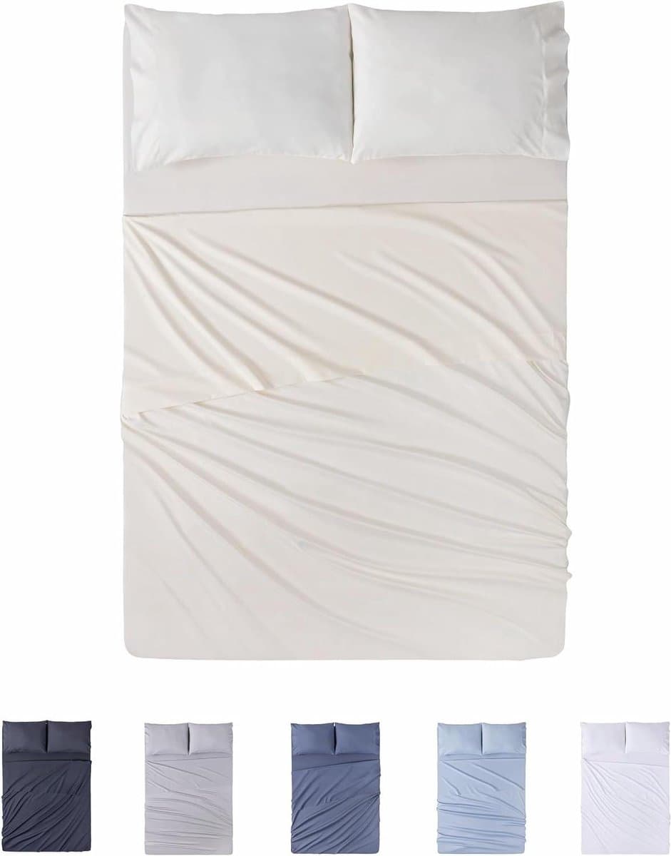 Beddengoed Set - Hoeslaken Dekbed - Slaapkamer Aankleden - Geborsteld Microvezel - 4 Delig - Beige