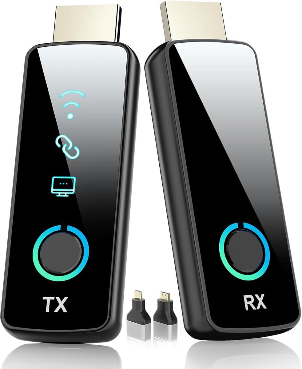 Draadloze HDMI-zender-ontvanger 50 m met LED-scherm – 4K-decoding en 1080p-uitvoer, zonder vertraging – voor vergaderruimte, projector, streaming, thuisbioscoop.L