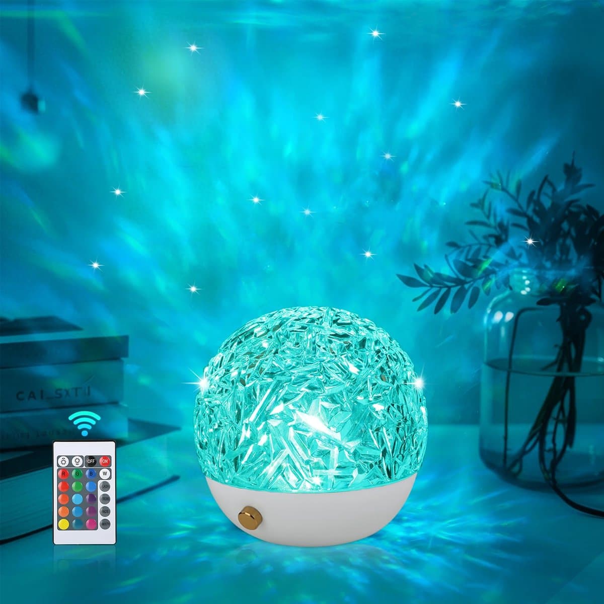 longziming -Ocean Wave & Galaxy-Projector – Roterende Oceaanlamp met 3D-Effect – Galaxy Projector met 16 Kleuren en 4 Lichtmodi – Touch- en Afstandsbediening – Sfeerverlichting voor Slaapkamer en Woonkamer