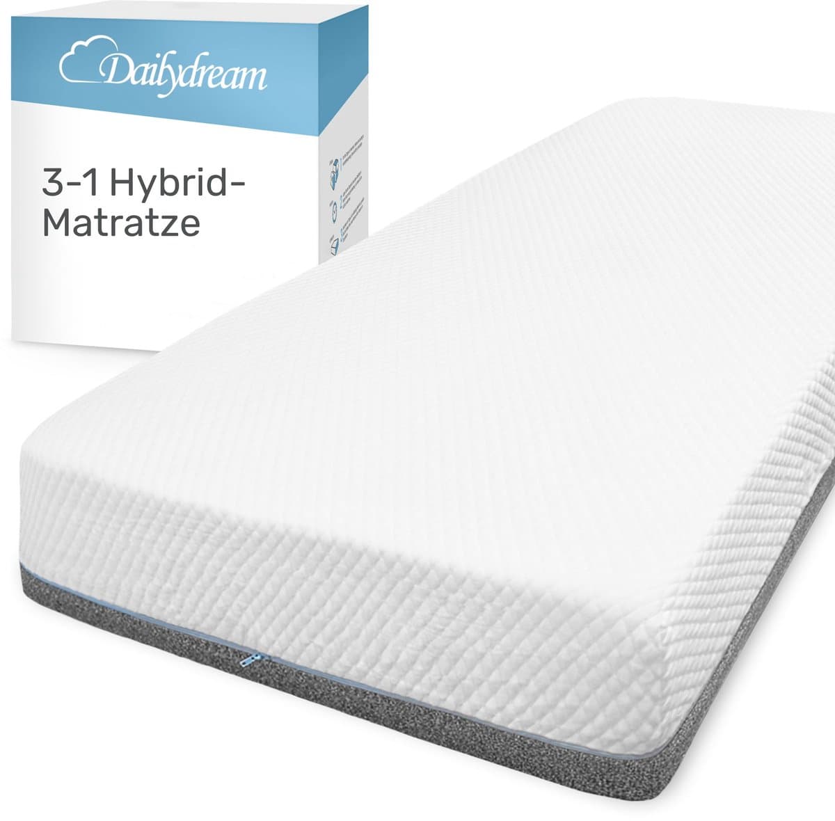 Dailydream | Hybride matras 3in1 met pocketveringkern, koudschuim en traagschuim 100x200x26cm | Pocketvering kern | Topmatras - Topper Matras - Topdekmatras