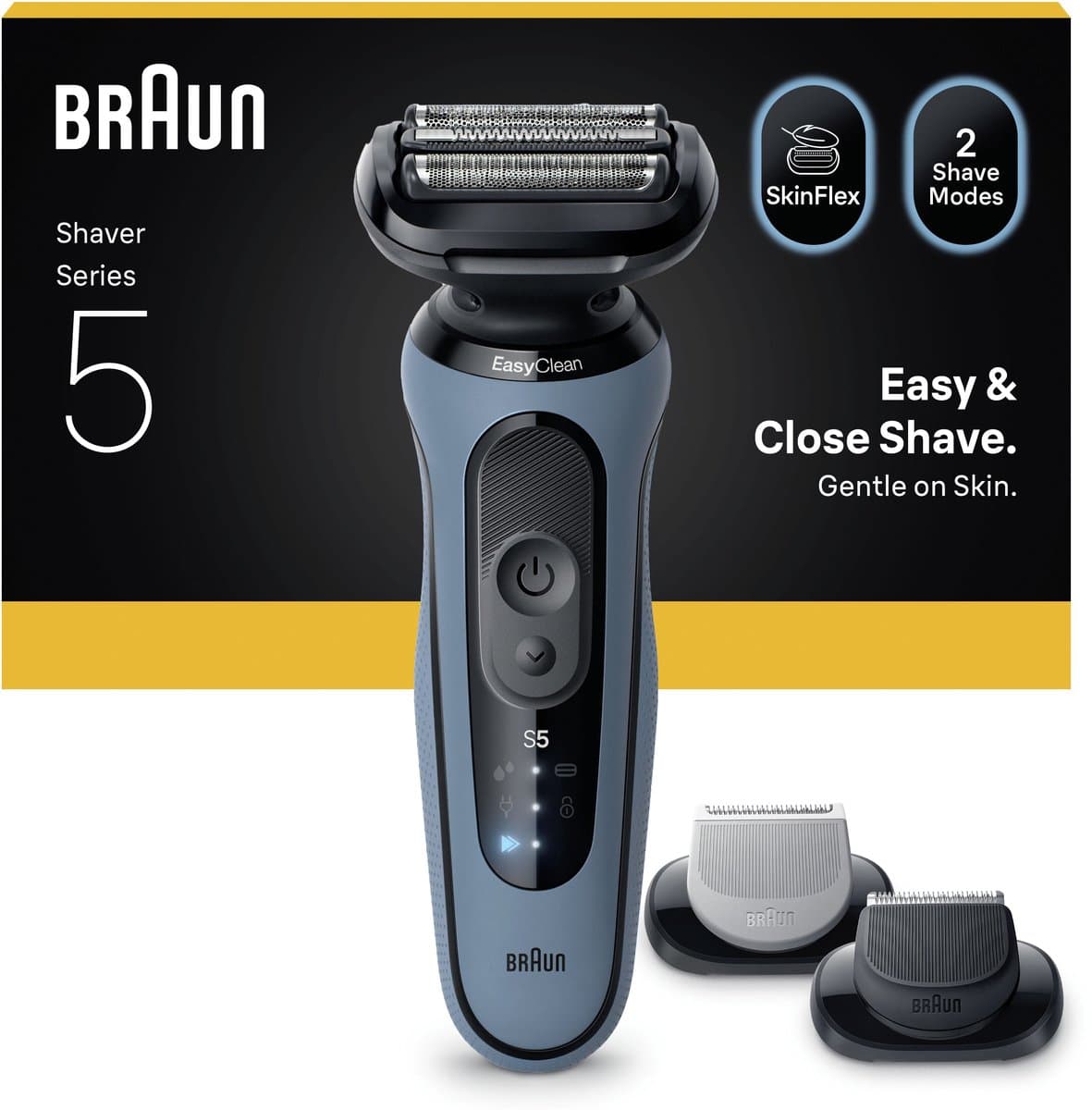 Braun Series 5 Elektrisch Scheerapparaat - Tot 50 min - +2 Opzetstukken - 52-A1650S - Azure