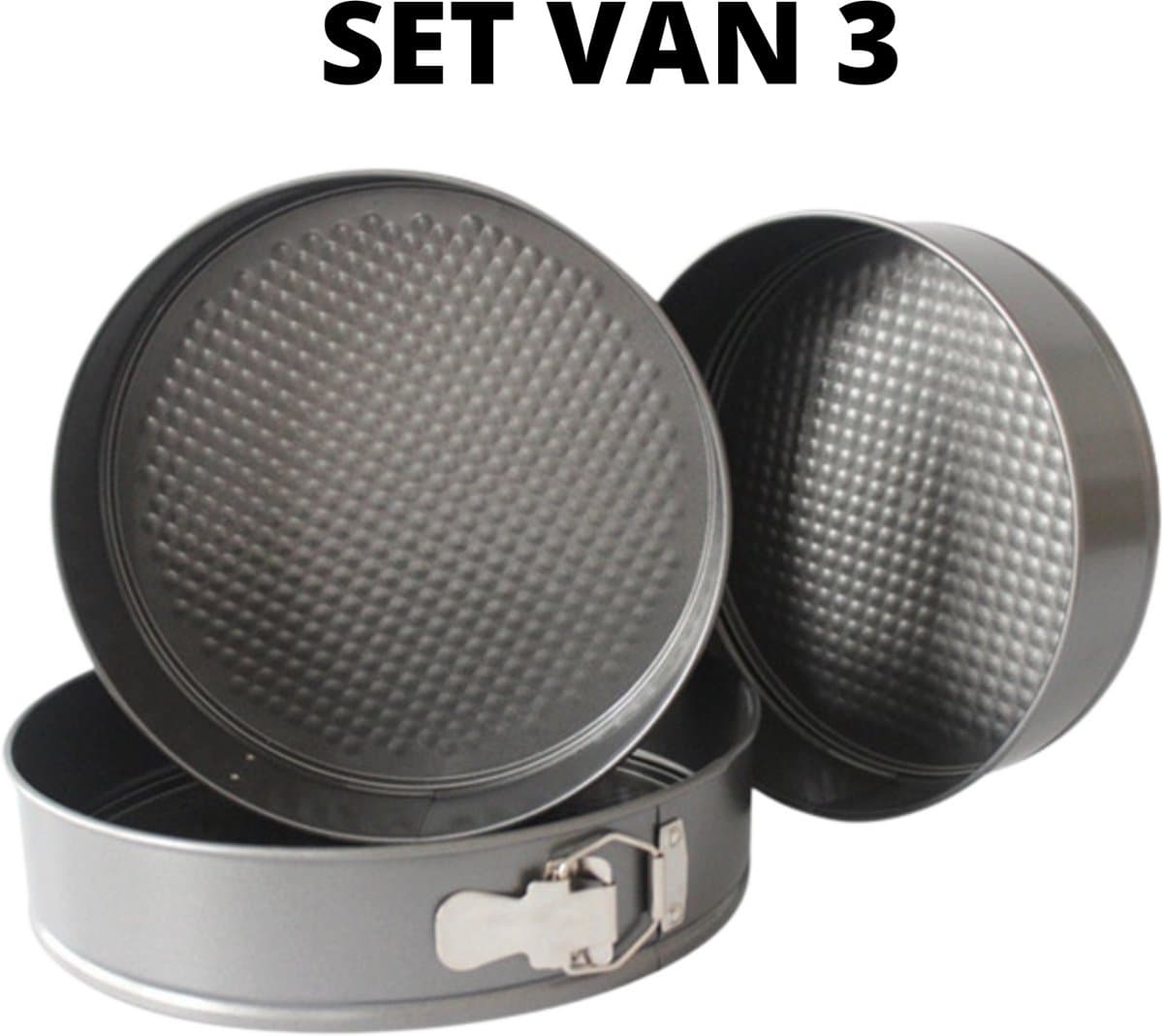 3-Delige Ronde RVS Oven Bakvorm - Springvorm Set - Bak Vorm Voor Oven - Bakblik Taartvorm - Voor Het Bakken Van Cake Taarten Quiche - Cakevorm - Quichevorm - Taartblik Ring Metalen Ovenvorm - Rond - Ovenbakvorm 23/26/28cm - Set Van 3