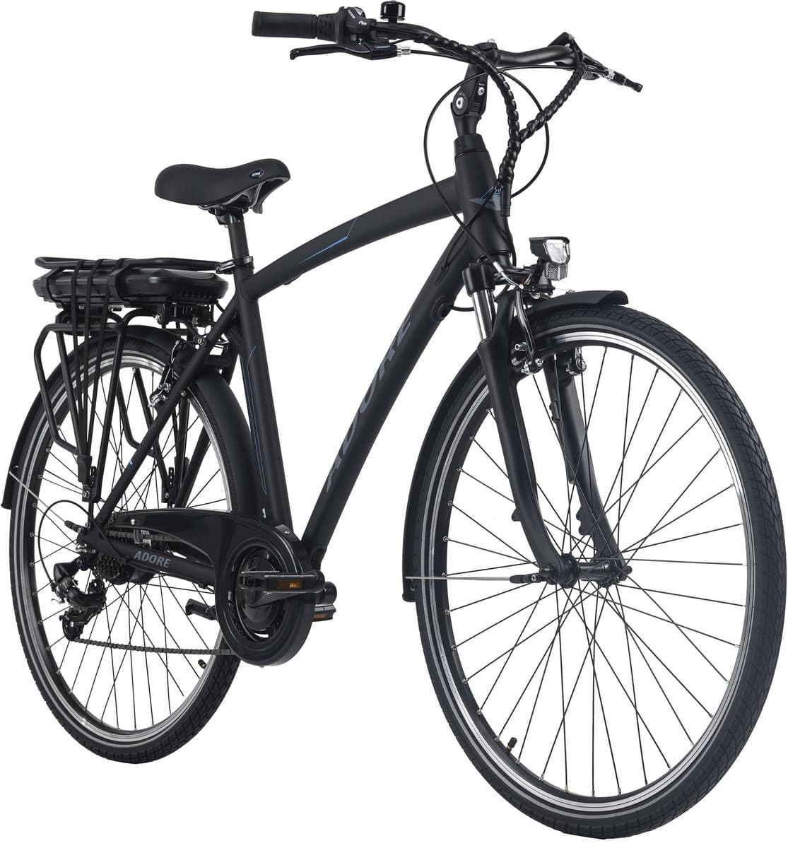 ADORE Versailles 28" E-Bike – Alu City Herren Pedelec, zwart, 250 Watt, Li-Ion 36V/10,4Ah, 7 versnellingen