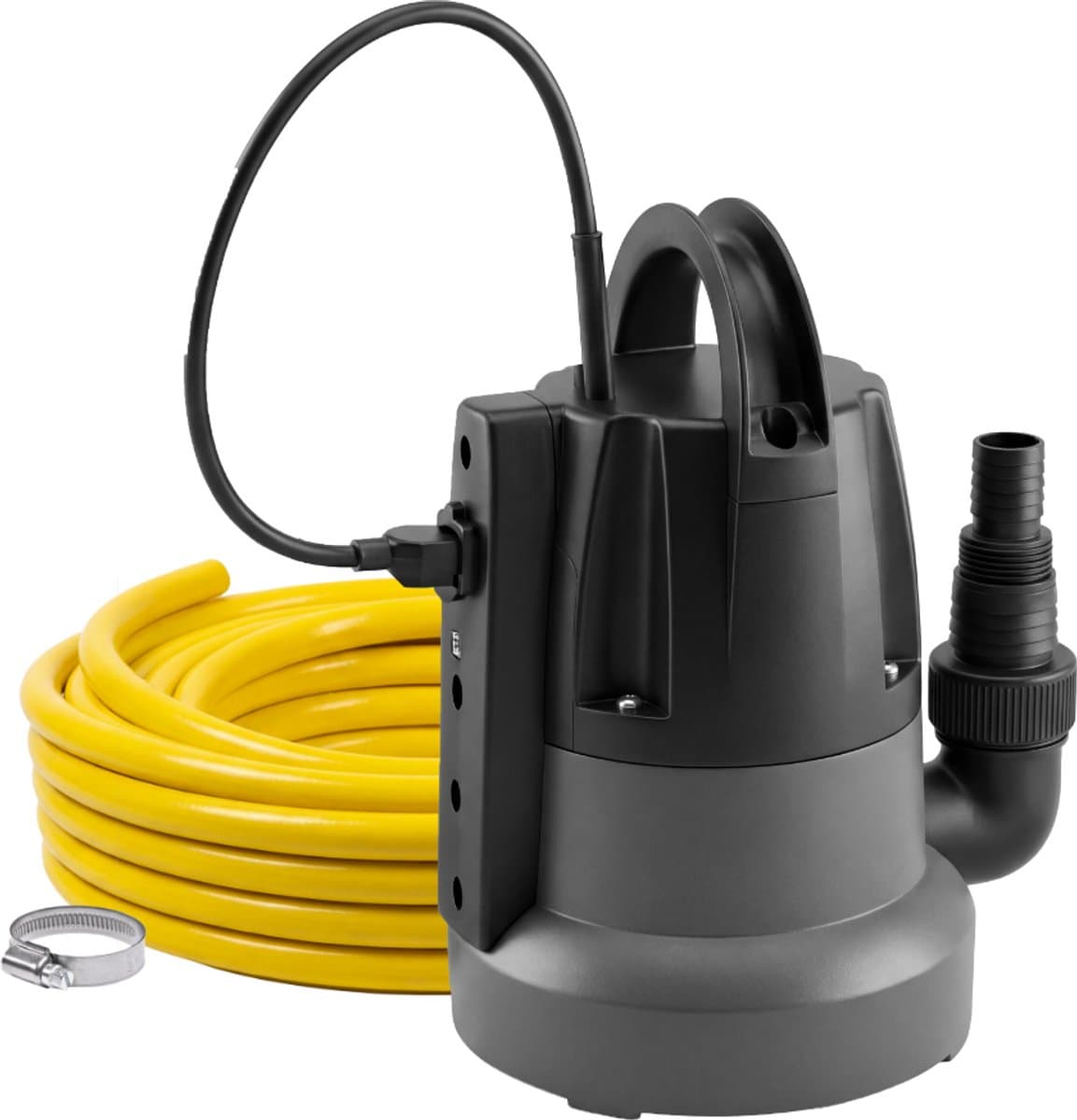 123® Vlakzuigende Dompelpomp 7000 l/u – Zwembad leegpompen – Dweildroog tot 1 mm – Automatische Watersensor – Inclusief 8 m Flexibele Tuinslang 1” (25 mm) Anti-Knik – Automatische Watersensor – Kelderpomp tegen Wateroverlast