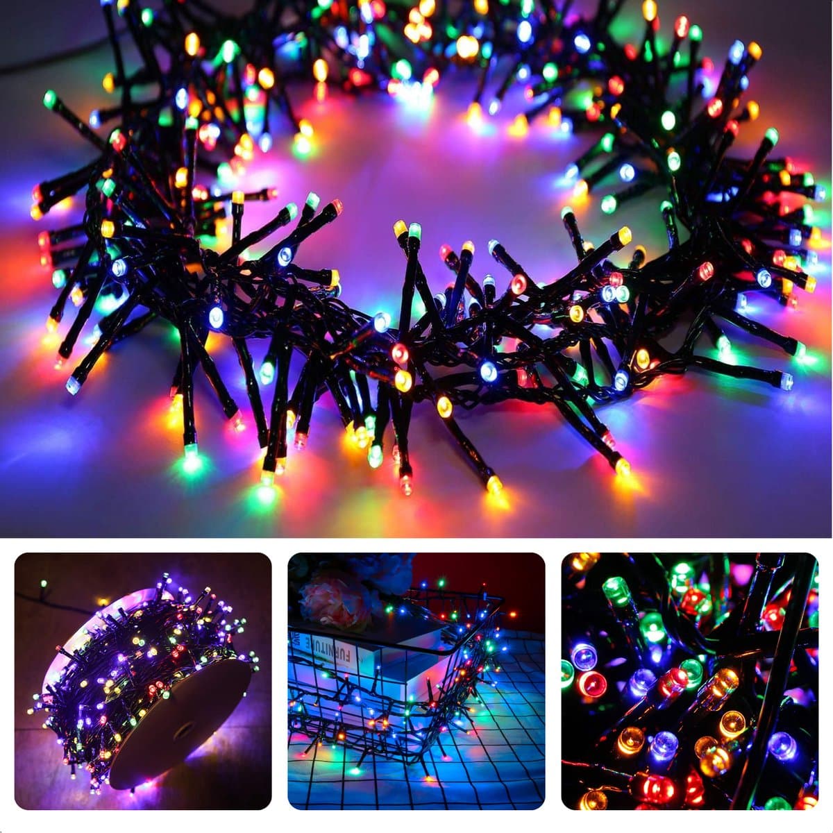Cheqo® Kerstverlichting - Kerstboomverlichting - Kerstlampjes - 200 LED - 4M - Voor Binnen en Buiten - Timer - Veelkleurig - 8 Lichtfuncties - Op Batterijen - Multicolor - Gekleurde Kerstverlichting - Sfeerverlichting - Feestverlichting