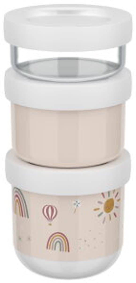 Mepal Mio Snackbox stack 3-delig - 550 ml - Stapel zo veel als je nodig hebt - Magnetron- en vaatwasmachinebestendig - Sunshine & Rainbow