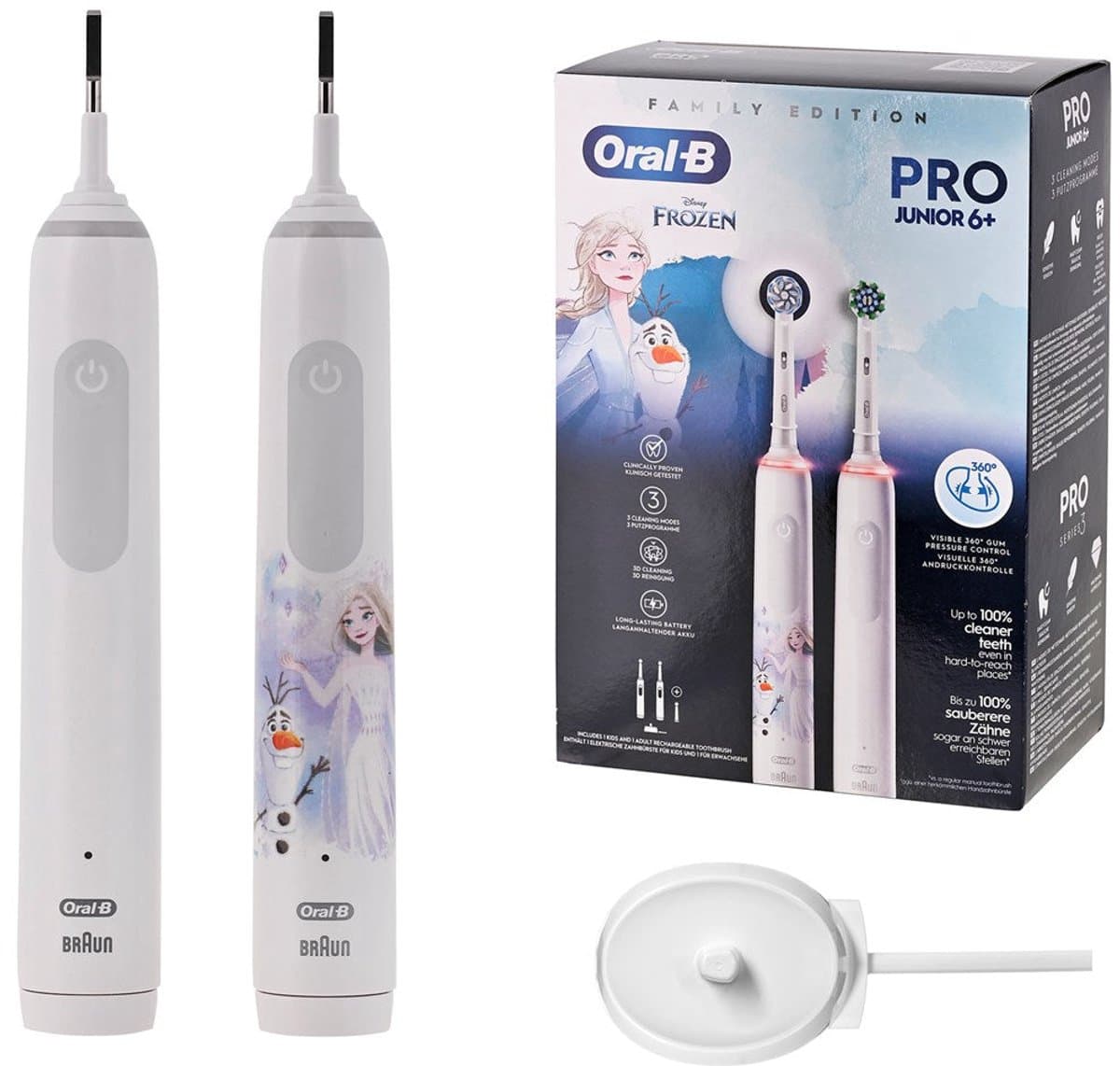 Oral-B Pro Family Pack 1x Oral B Pro 3 3000 White + 1x Oral B Junior Frozen - Elektrische tandenborstel duo