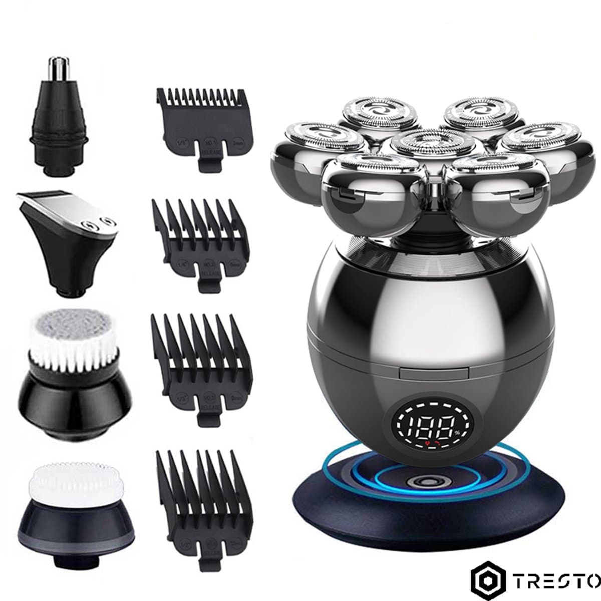TRESTO - Scheerapparaat Mannen 8-in-1 – Trimmer - Hoofd Scheerapparaten – Head Shaver - Elektrische Shaver - Neushaartrimmer - Gezichtsreiniger