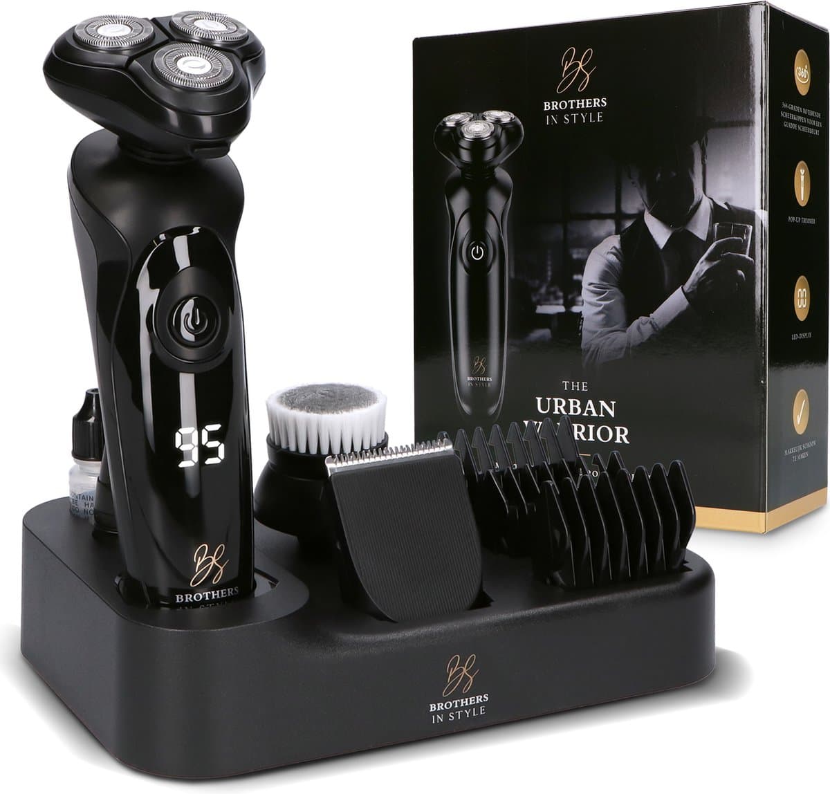 Scheerapparaat Mannen 8-in-1 – Scheerapparaten met Trimmer - Elektrisch Shaver - Neustrimmer - Oplaadstation - Brothers in Style