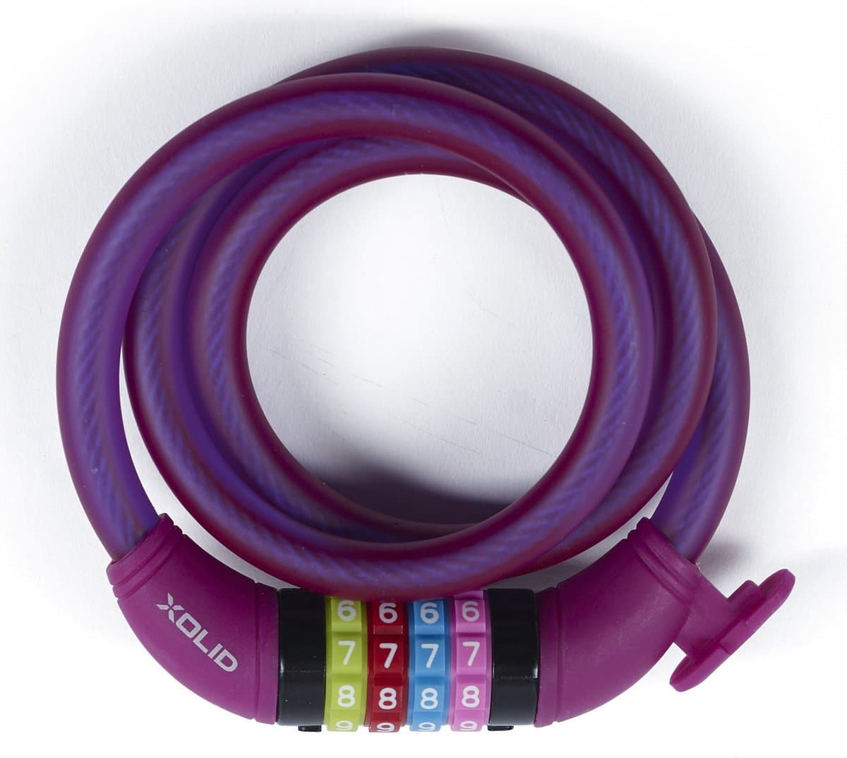 Xolid Fietsslot met cijferslot - 120 cm - paars - kabelslot - voor fiets / scooter - scooter slot