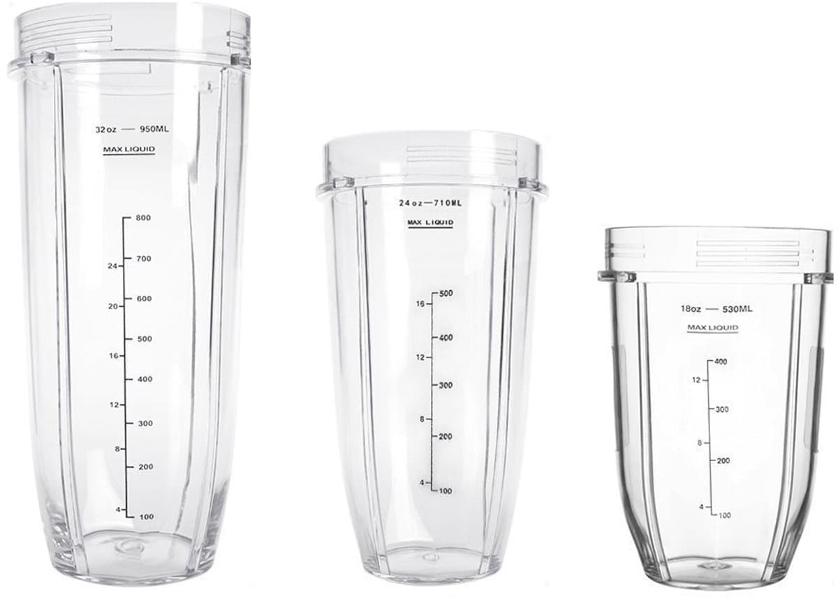 3-delige blenderkan set - Vervangende blender onderdelen - Compatibel met Ninja Juicer - 950 ml/700 ml/500 ml - Keukenaccessoires - transparant