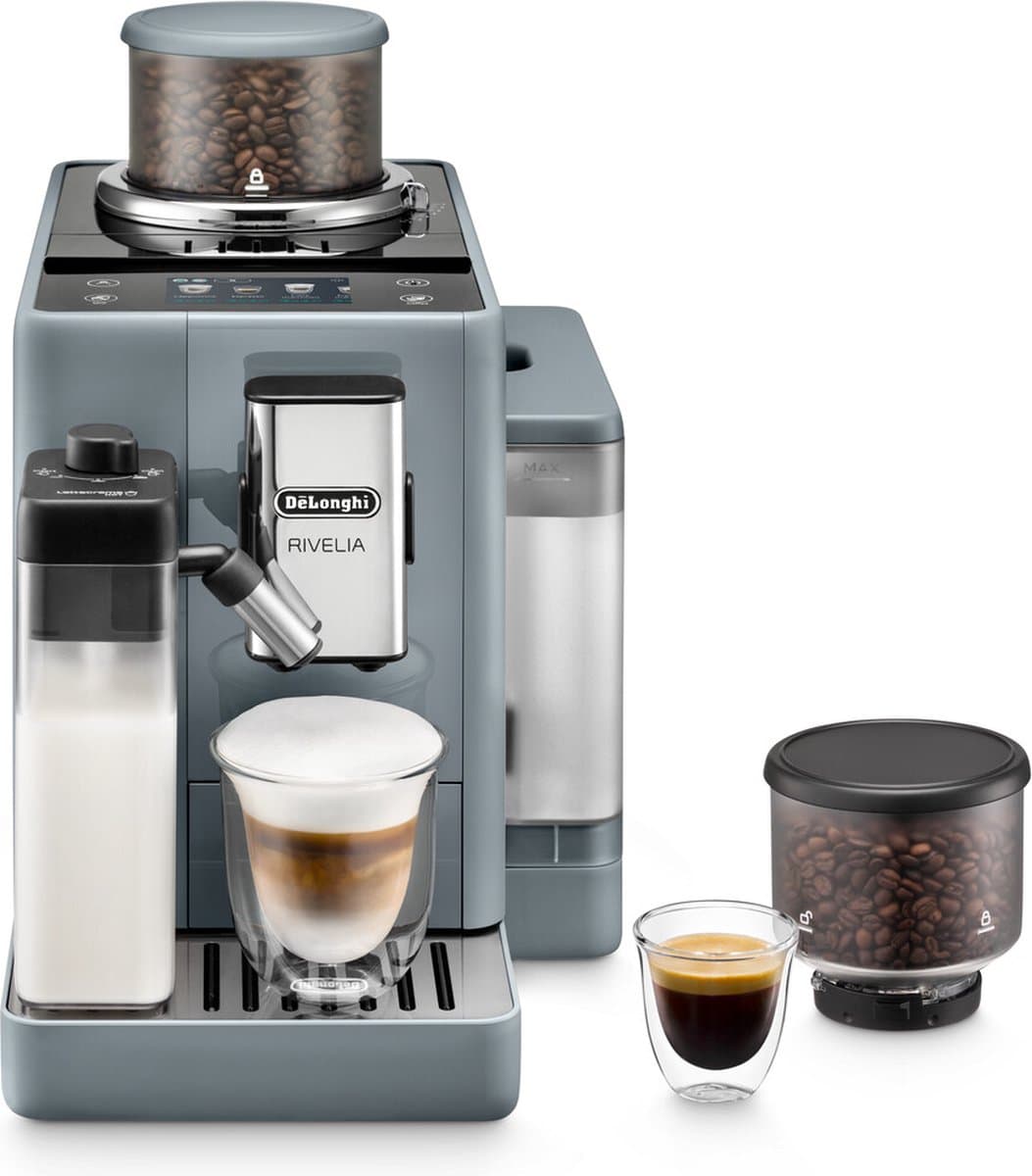 De'Longhi Rivelia - volautomatische espressomachine met LatteCrema Hot melkopschuimer en Bean Switch System - Pebble Grey - EXAM440.55.G