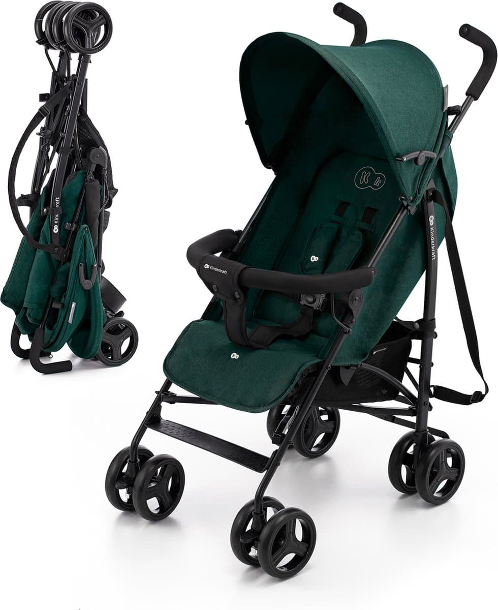 Kinderkraft TIK - Buggy - Compact Inklapbaar - Lichtgewicht - Vering en Lekvrije Wielen - Groen