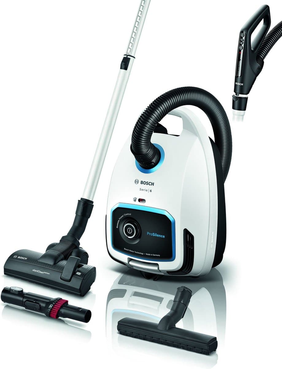 Bosch ProSilence BGB6SIL1 Serie 6 - Stofzuiger met zak - 12mtr bereik - Vacuum cleaner - Afstandbediening in handvat - 66dB - HEPA - Wit