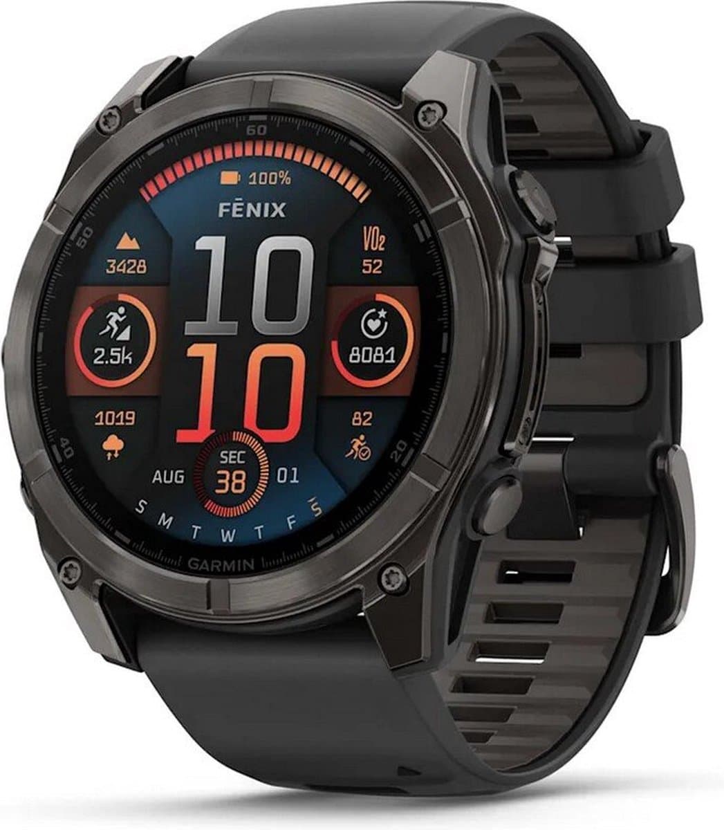 Garmin Fenix 8 Sapphire AMOLED 51mm - Carbon Gray DLC Titanium - Multisport GPS Smartwatch - Zwart/Grijs