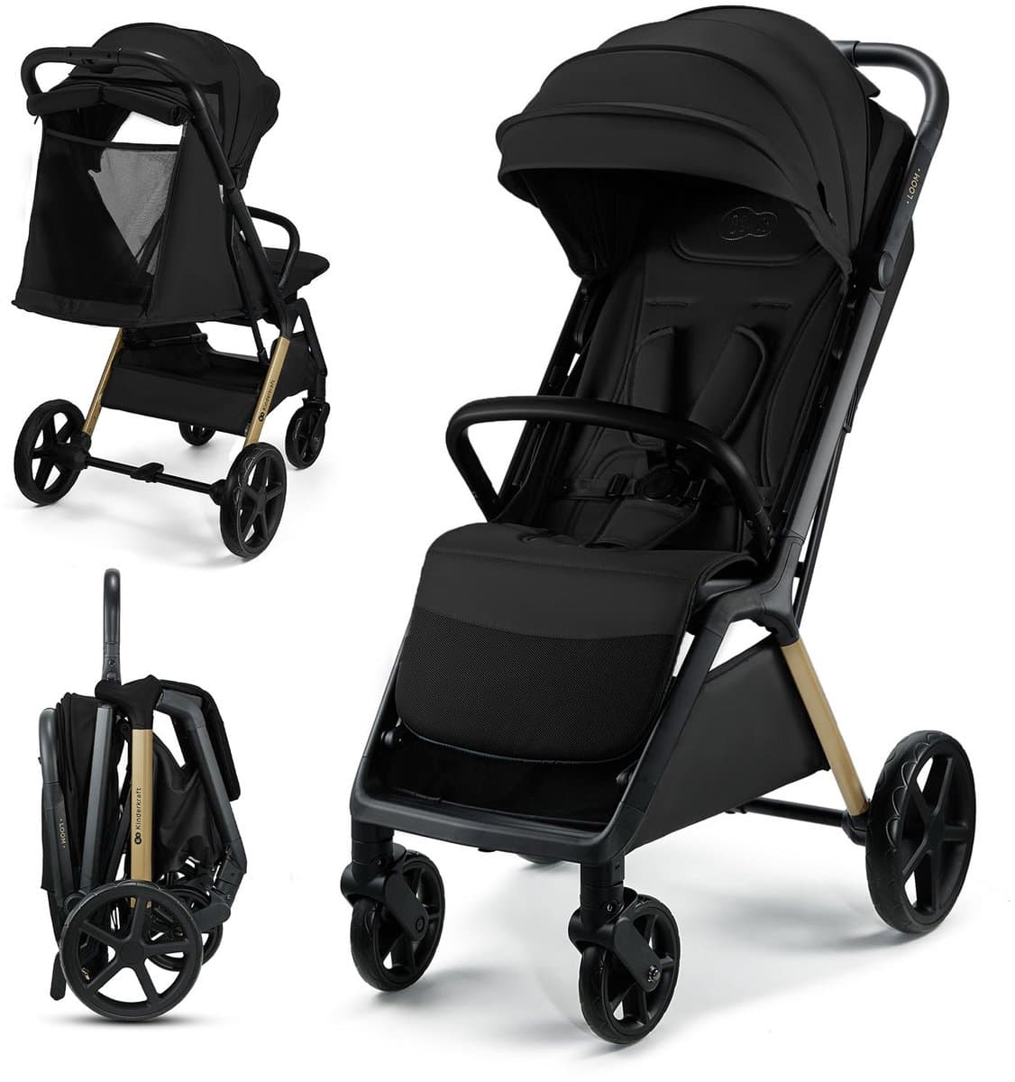 Kinderkraft LOOM Buggy – Lichtgewicht & Compact – Automatisch Inklapbaar – Verstelbare Rugleuning – Zwart