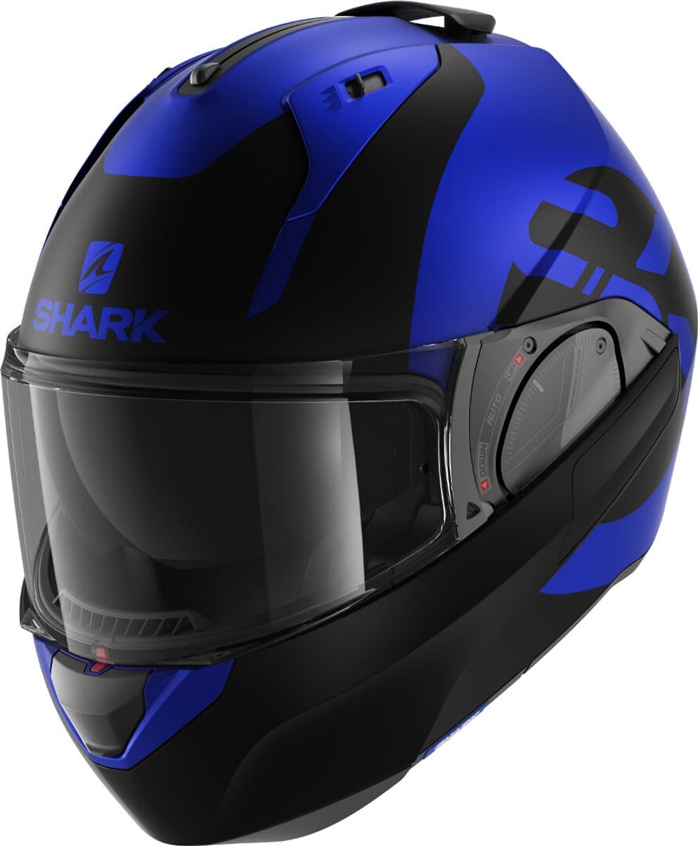 SHARK EVO ES KEDJE Motorhelm Systeemhelm Mat Blauw Zwart Blauw - Maat S