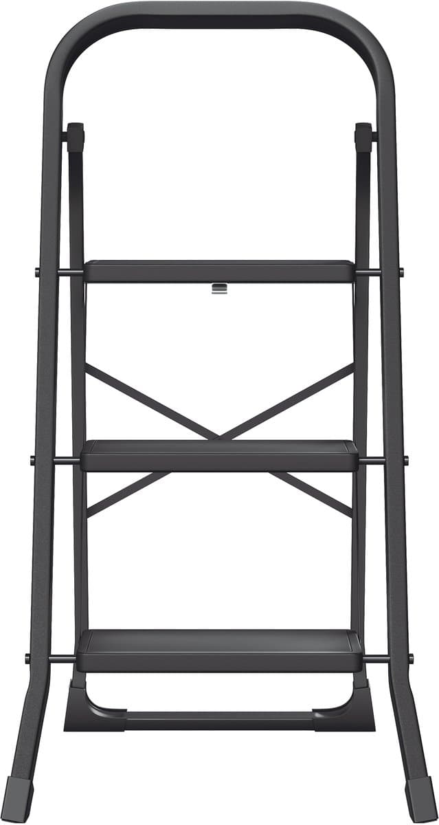 SONGMICS - Ladder - Drieladige Opvouwbare Huishoudtrap - Met Klapbeveiliging - Belastbaar tot 150 kg
