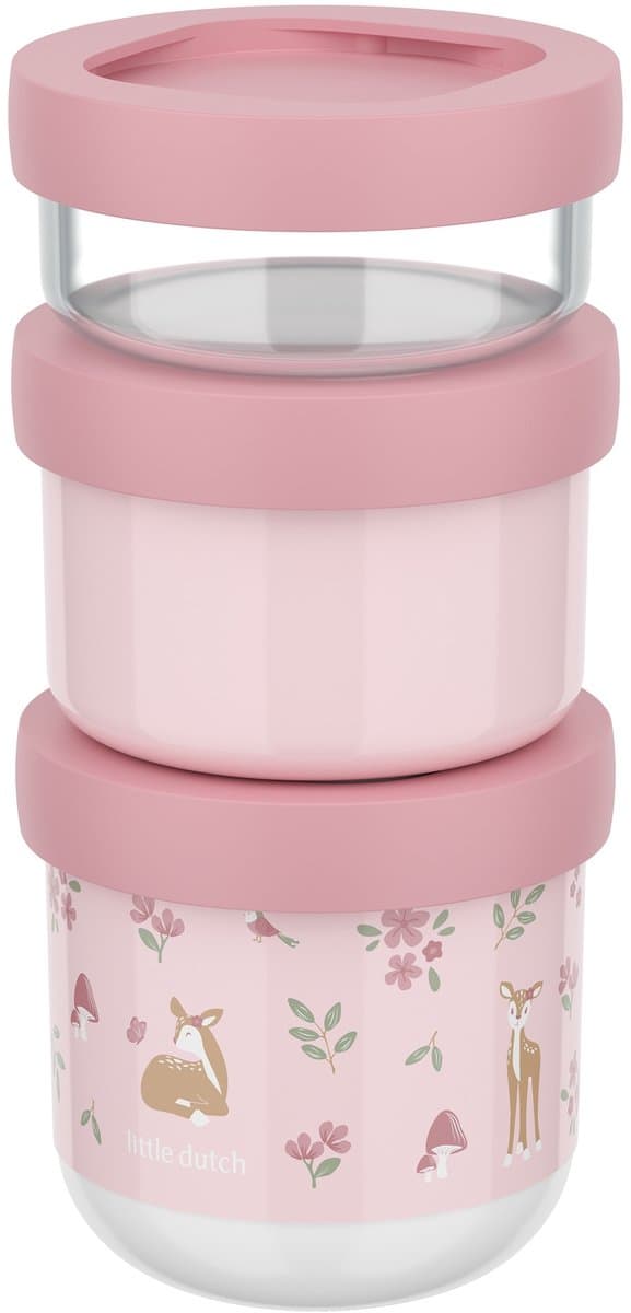 Mepal Mio Snackbox stack 3-delig Little Dutch - 550 ml - Stapel zo veel als je nodig hebt - Magnetron- en vaatwasmachinebestendig - Fairy Garden
