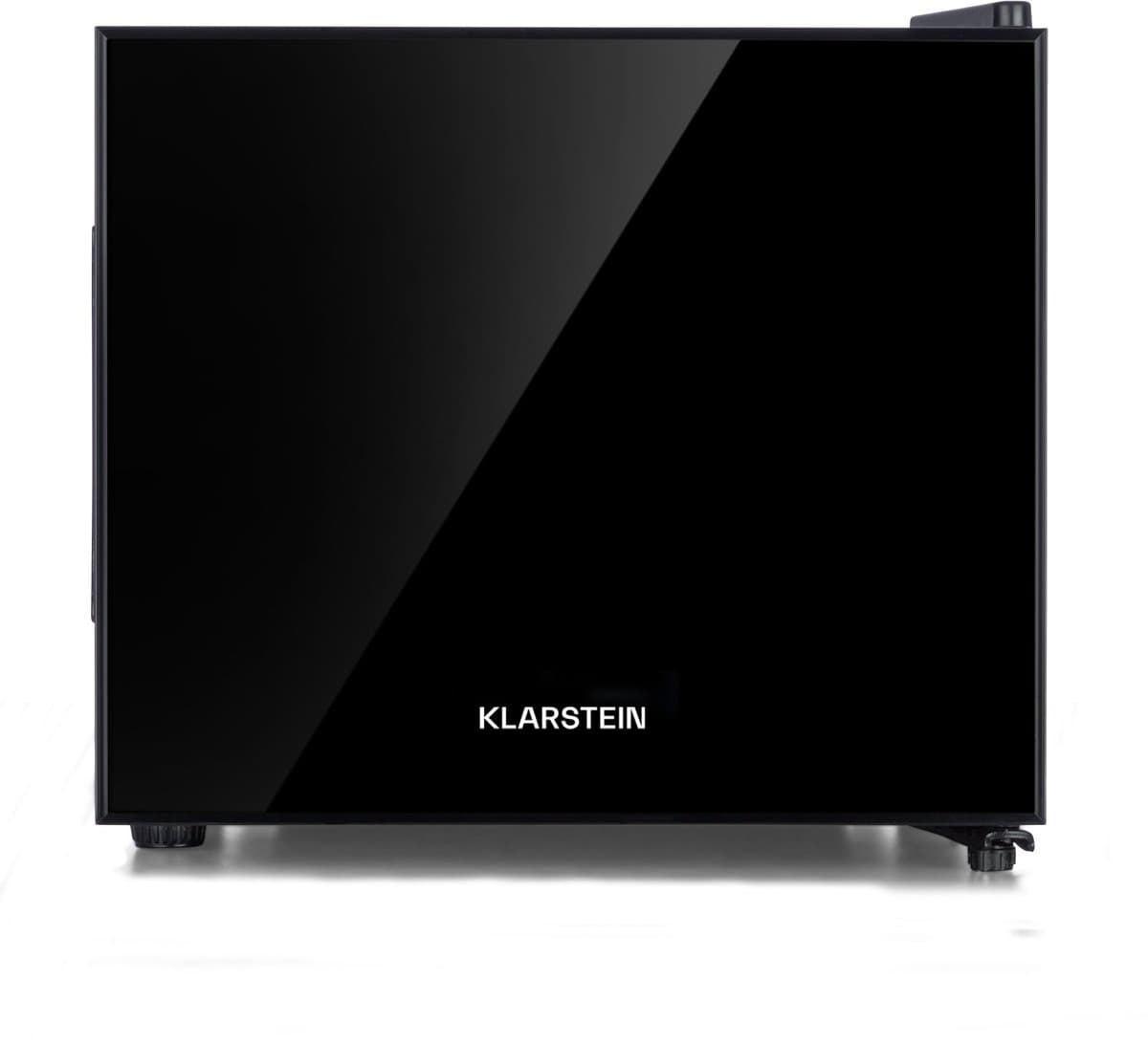Klarstein Mini-Koelkast Frosty Vrijstaande - 10 Liter - Losse Glazen Bodemplaat - 33dB - Koele Frisheid - Voor Gastkamers Of Slaapkamers - Glansrijk - Thermo-elektrisch Koelsysteem - Spiegelglasdeur - praktisch - Elegant - Zwart