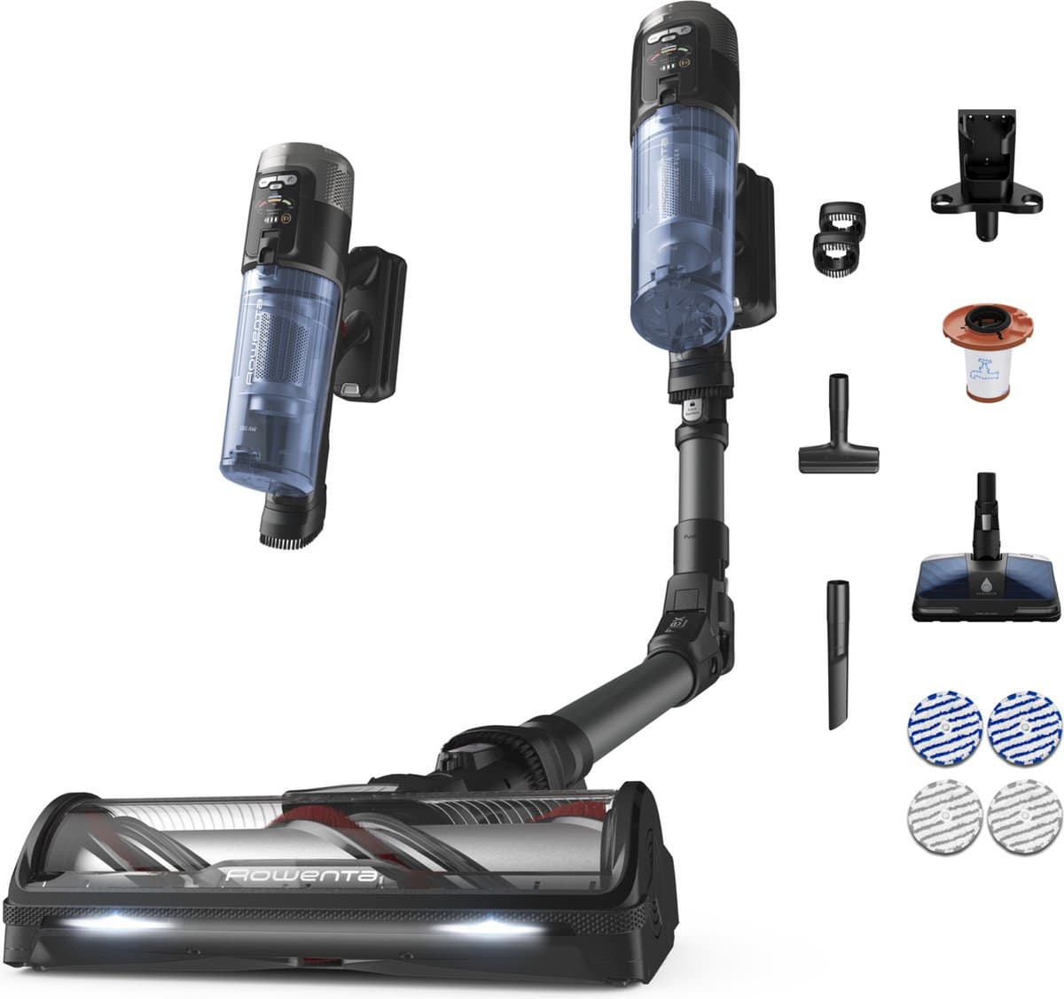 Rowenta X-Force Flex 12.60 NEO RH9LC1 - Steelstofzuiger - Draadloos - Met Dweilfunctie - Flexibele buis - LED verlichting zuigmond - 150 Airwatt - 60 min. gebruikstijd
