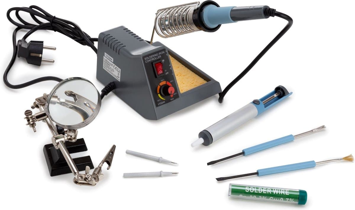 Velleman Soldeerstation set 40–48 W met LED-indicator, instelbare temperatuur 150–480 °C, inclusief accessoires, ideaal voor professionals en DIY