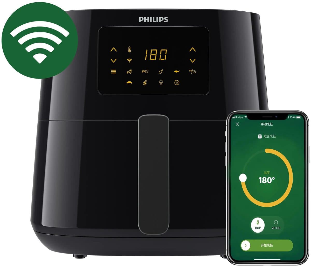 Philips Essential Connected 5000 Series - HD9280/70 - 6,2 liter (XL) - Rapid Air-technologie - 7 ingestelde programma's - Quickclean