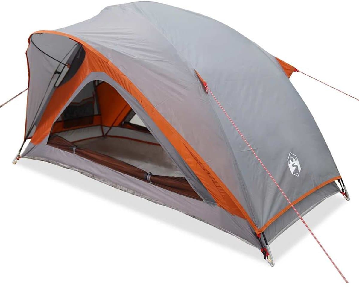 vidaXL - Tent - 1-persoons - waterdicht - grijs - en - oranje