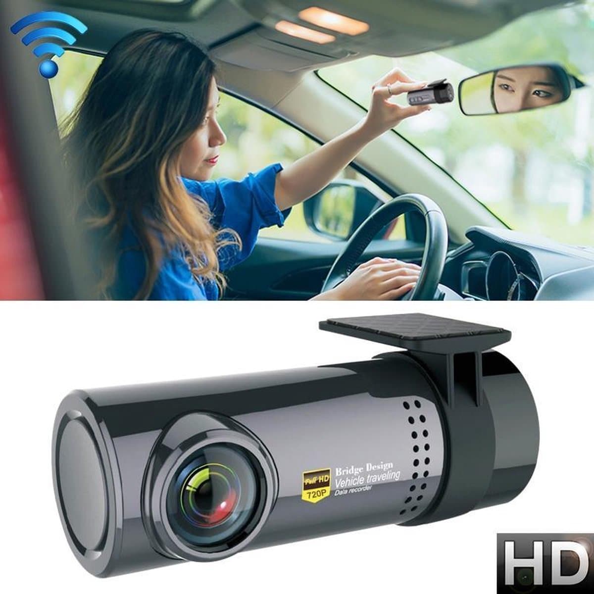 Mini Car Dash Camera WiFi Monitor Volledige HD Dashcam Videorecorder Camcorder Bewegingsdetectie, Ondersteuning TF-kaart & Android & IOS