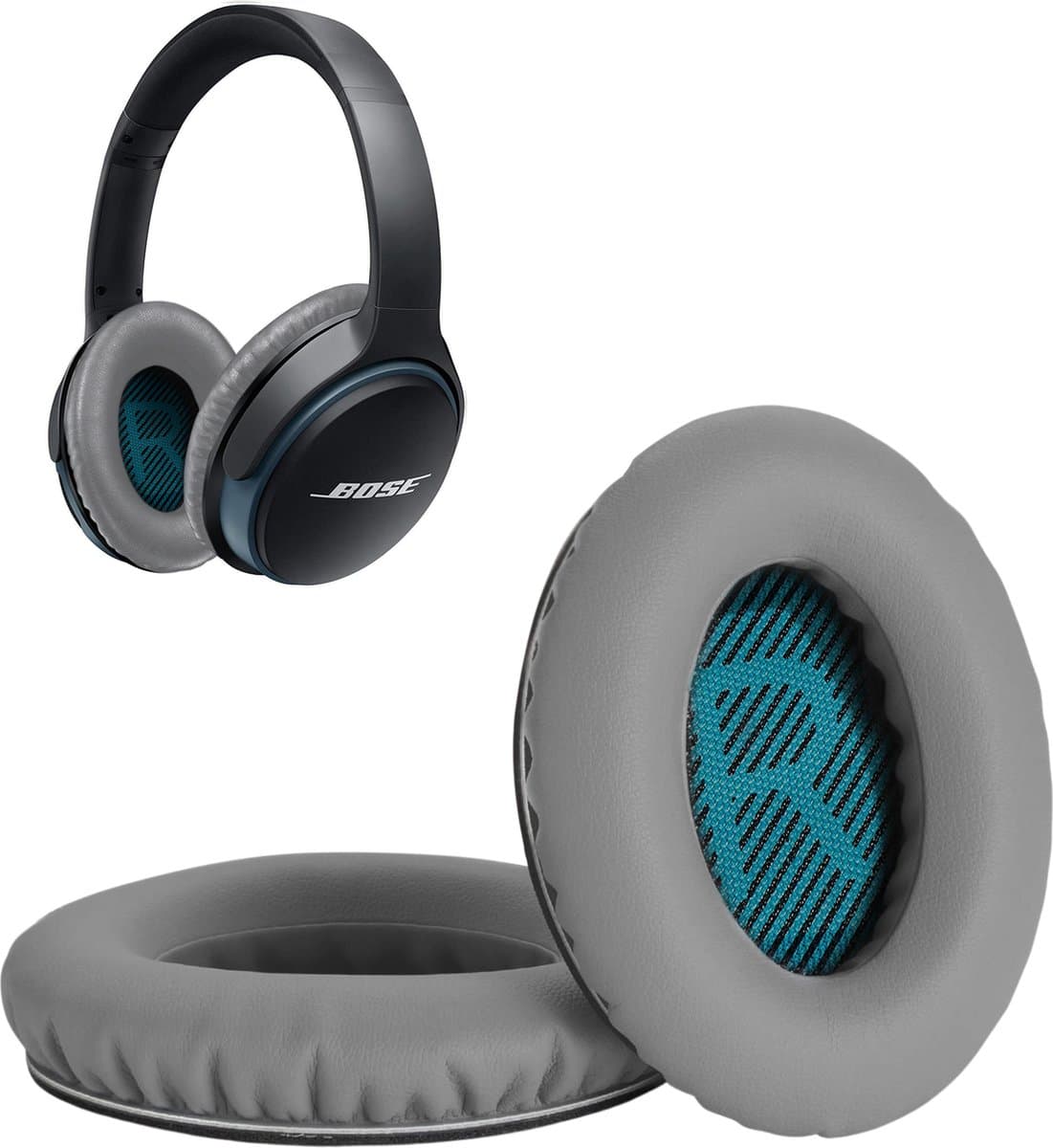 Set Oorkussens geschikt voor Bose QuietComfort 35 ii / 35 / 25 / 15 / 2 / Soundtrue - Soundlink Around-Ear AE2 / AE2W / AE2I - Oorkussens voor koptelefoon - Ear pads headphones grijs / blauw