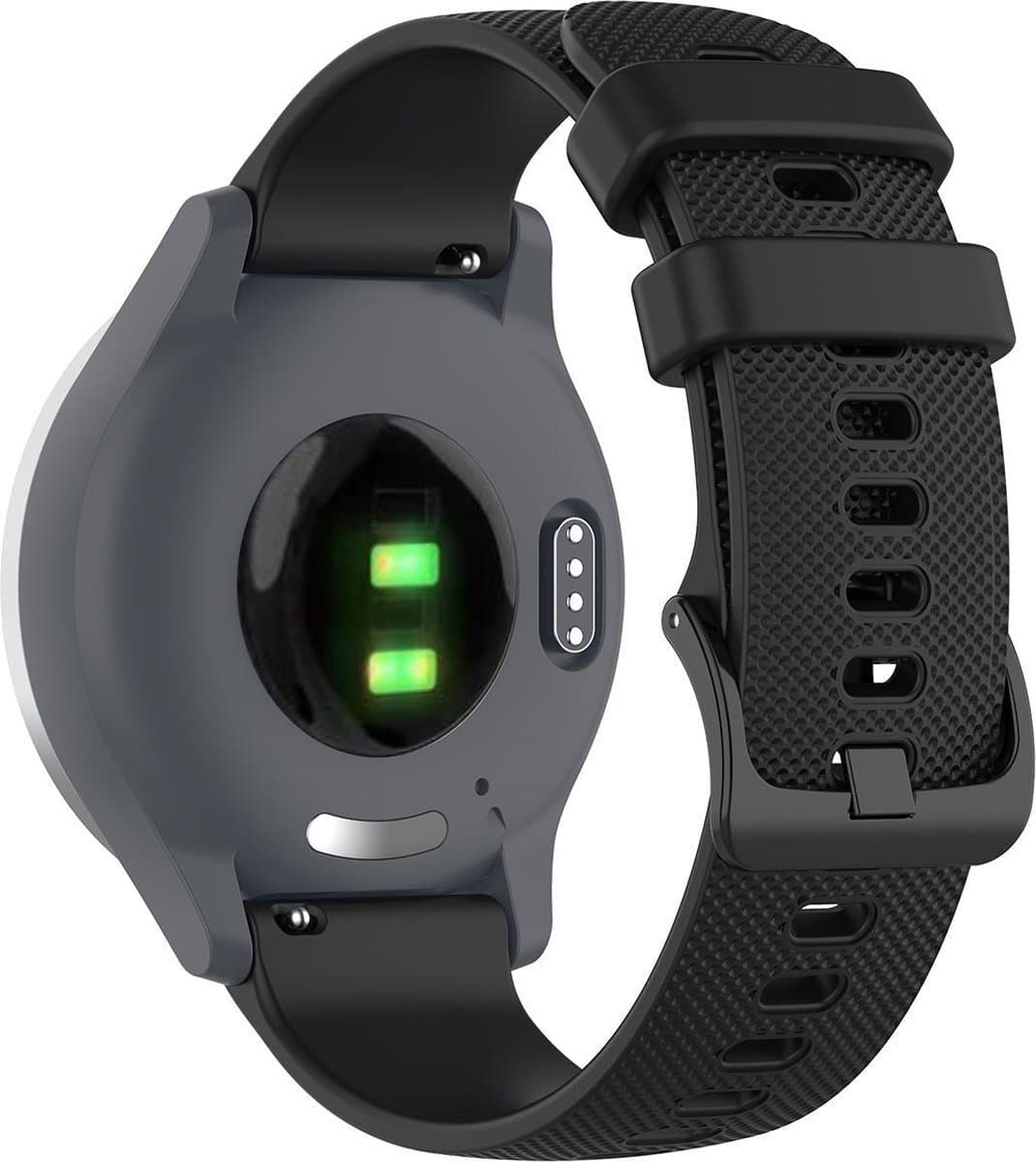YONO Smartwatch Bandje 20mm - geschikt voor Samsung Galaxy Watch 7 6 5 4 - Classic - Garmin Vivoactive 5/6 - Forerunner 245 - Venu SQ 2 - Vivomove - Huawei - Siliconen - Zwart