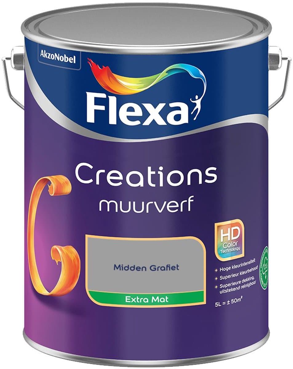 Flexa - Creations Muurverf Extra Mat - Midden Grafiet - Mengverf - 5 L