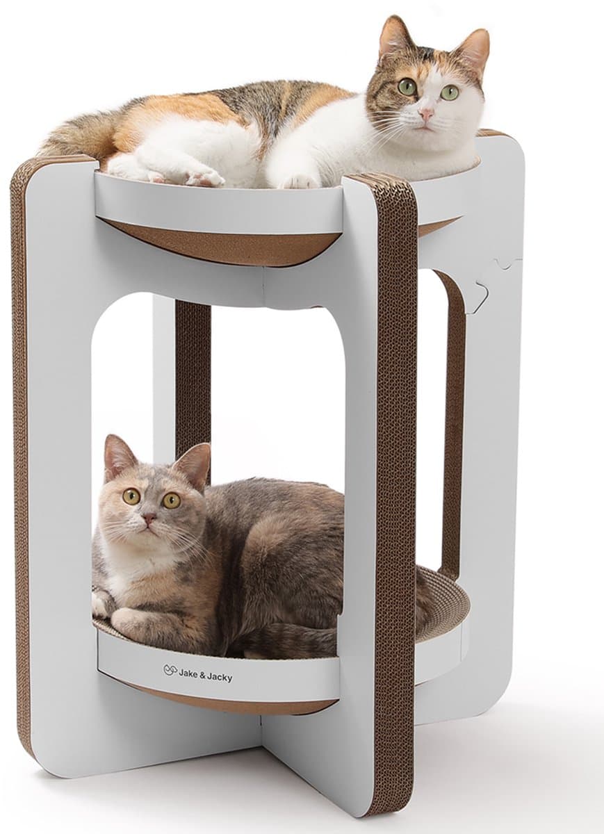 Jake and Jacky Krabkarton voor Katten - Krabpaal Karton - Krabplank - Krabmand - Krabmeubel - Kartonnen Krabmat - Kattenmand - Kattenbed - Kattentoren - 52x52x58cm