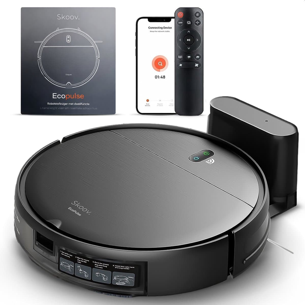 Skoov EcoPulse Robotstofzuiger met Dweilfunctie & Laadstation - Dweilrobot - Huisdieren - Dweil - Hepa - Automatische stofzuiger - Vacuum - Robot - In 1